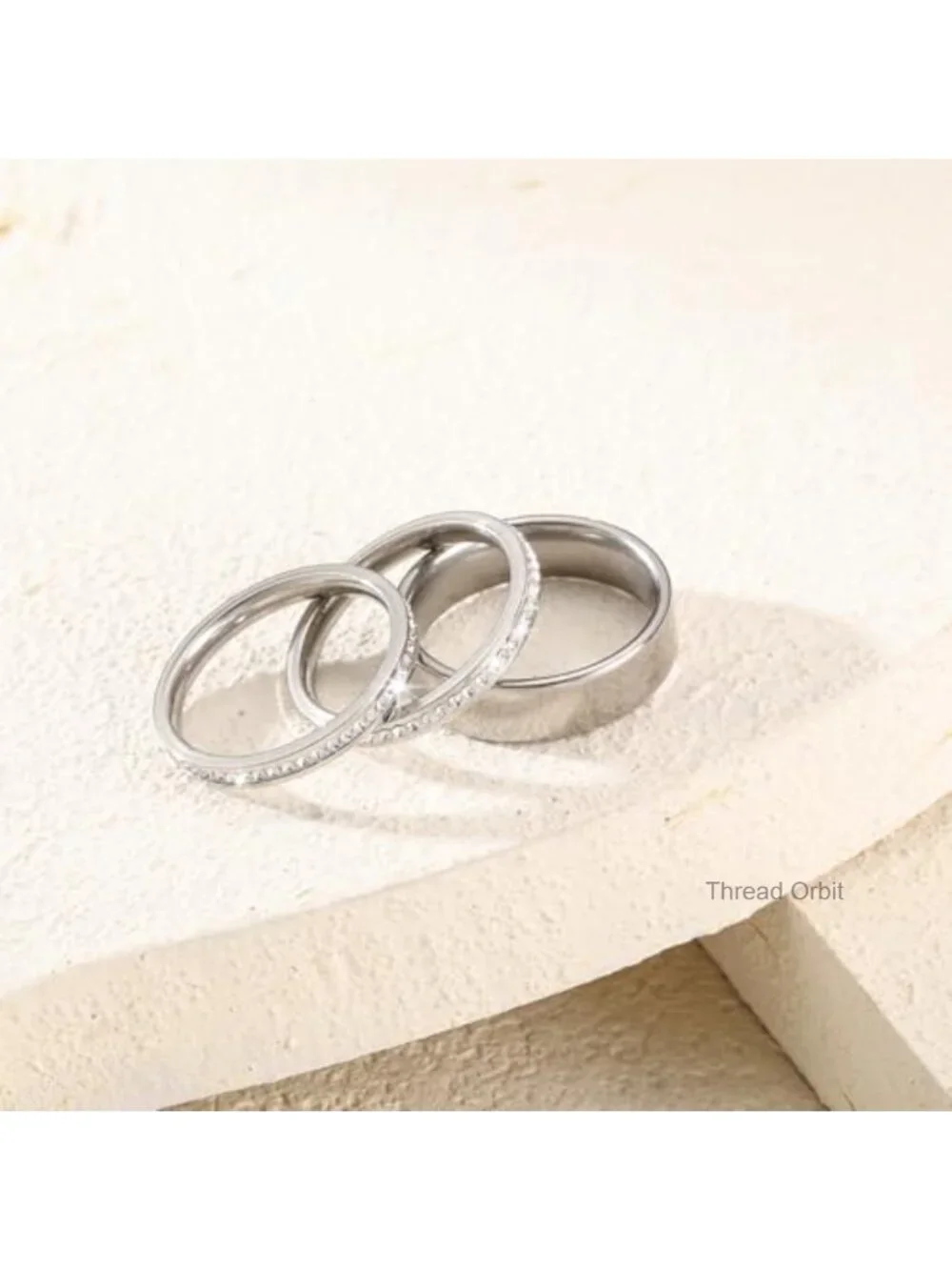 14K Gold Plated Stacking Rings CZ Dainty Rings for Women Non Tarnish 3-Pack
